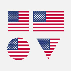 A set of flags of the United States of America. Flags of different shapes. Independence Day. Vector illustration. EPS10