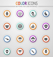 Genres of cinema icons set