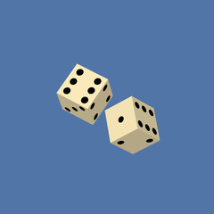 two dices on black background