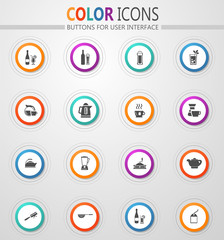 Utensils for the preparation of beverages icons