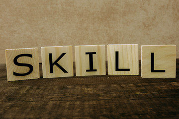 Skills Word Written In Wooden Cube