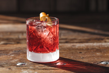 Image of colorfull coctails in the bar, mixology concept