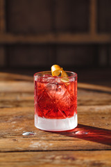 Image of colorfull coctails in the bar, mixology concept