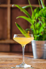 Image of colorfull coctails in the bar, mixology concept