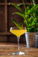 Image of colorfull coctails in the bar, mixology concept