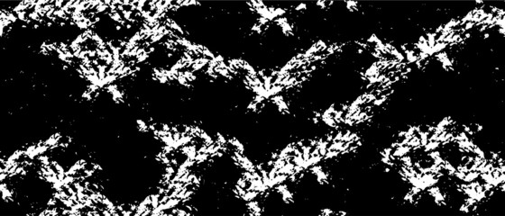 Old Ultrawide Grunge Seamless Black And White Texture. Dark Weathered Vector Overlay Pattern Sample. Widescreen Background