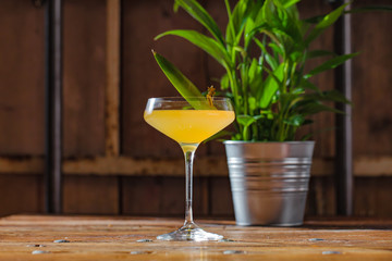 Image of colorfull coctails in the bar, mixology concept