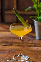 Image of colorfull coctails in the bar, mixology concept