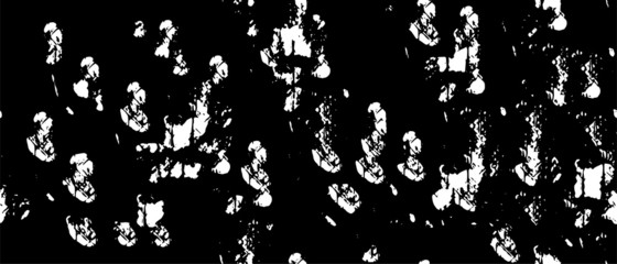 Old Ultrawide Grunge Seamless Black And White Texture. Dark Weathered Vector Overlay Pattern Sample. Widescreen Background