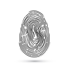 Fingerprint vector icon isolated on write with shadow. Security access authorization system. Biometric technology for person identity. Identification system concept.
