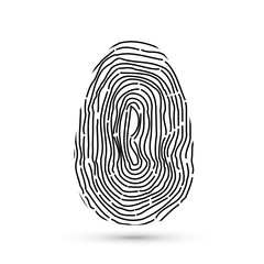 Fingerprint icon isolated on write with shadow.