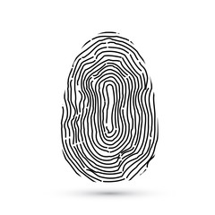 Fingerprint vector icons isolated on write with shadow. Biometric technology for person identity. Security access authorization system. Electronic signature. Black finger print.