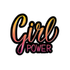 Girl Power Feminist slogan bright 3d lettering. Hand written inspirational quote. Feminism and women rights concept. Typography motivational poster.