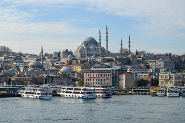 Fototapeta premium View of Blue Mosque from Galata bridge, Istanbul