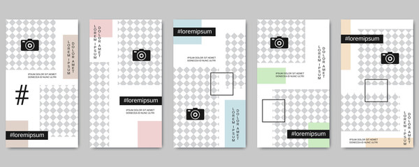 Trendy social network stories editable vector templates collection. Web application background for social media