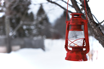 Old Red Lantern Close Up