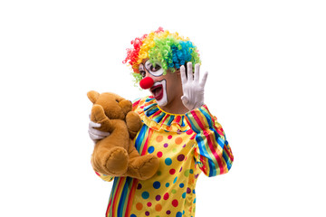 Funny clown isolated on white background