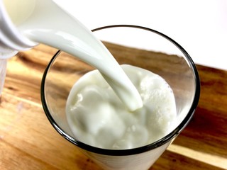 Pouring milk into a glass 