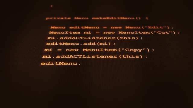 Orange Retro Software code typing out on screen V1