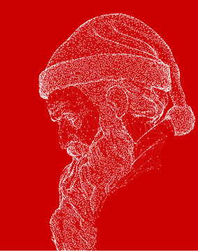 head of Santa Claus illustrated as a network