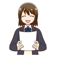 女子　学生　テスト返却　満足