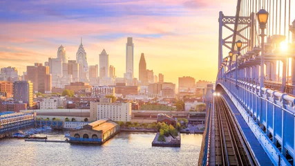 Printed roller blinds United States Philadelphia skyline at sunset
