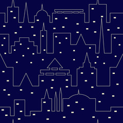 Silhouette of the night city. Seamless pattern. Urban print