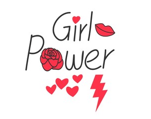 Girl power text, rose 