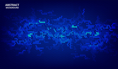 The abstract hexagon background consists of different dots. vector illustration