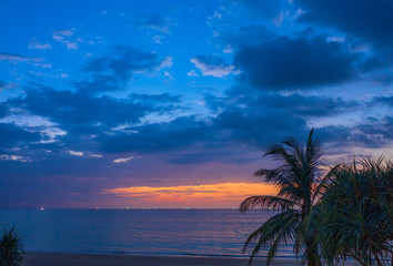 aerial view sunset at Karon beach.Karon beach is a beach is broad and long. Sand and beautiful beach suitable for swimming and used as a training dive..Karon beach have many kind of water sports
