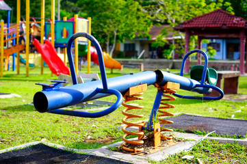 Broken equipment at playground