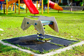 Broken equipment at playground