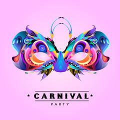 Vector Colorful Illustration of Carnival Mask for Mardi Gras Party and Celebration