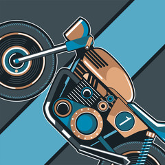 motorcycle illustration t shirt print - Vector