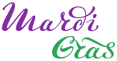 Mardi Gras Fat Tuesday carnival celebrations in New Orleans. Text lettering for greeting card
