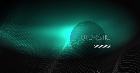 Neon lines wave background. Abstract composition