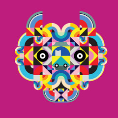 vector colorful abstract polygonal illustration animal face mask with abstract geometric shape