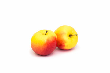 Yellow apple. Sliced. On a white background. Healthy eating.