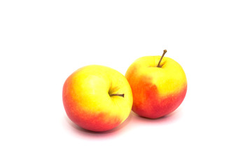 Yellow apple. Sliced. On a white background. Healthy eating.