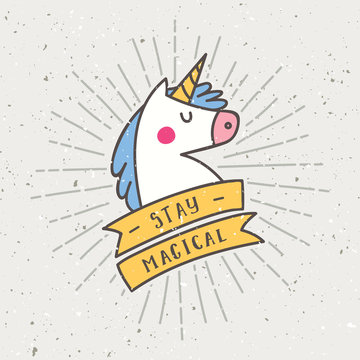 Vintage T Shirt Design With Unicorn Slogan