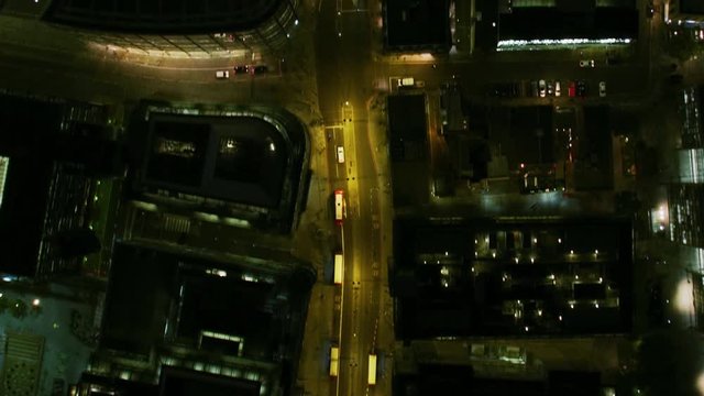 Aerial rooftop view at night A10 Shoreditch London 