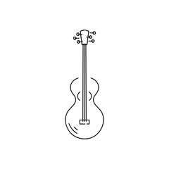 Fototapeta premium Guitar icon isolated on white background. Line style vector illustration