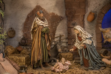 Naklejka premium Nacimiento 24 diciembre, navidad, reyes magos, pastores, religion, tradiciones, melchor, gaspar, baltazar, estrella belem