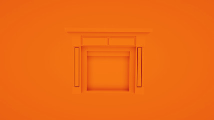 Orange classic fireplace. 3D render