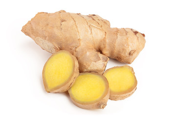 fresh Ginger root isolated on white background