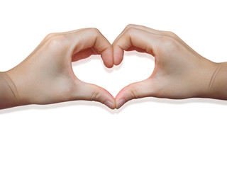 Fototapeta premium Heart shape of two hand put on white background