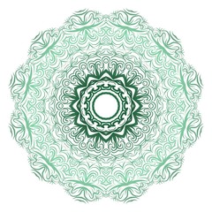 Green gradient color Mandala. Vector illustration.
