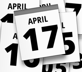 Abreißkalender blatt vom 17. APRIL und abgerissene Kalenderblätter im Hintergrund