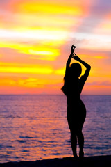  silhouette girl at sunset