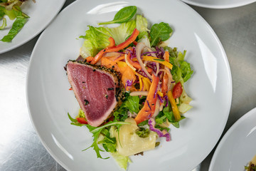 Seared Ahi Tuna Steak with Salad / Modern Hawaiian Cuisine